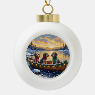 Boule En Céramique Griffon d'arrêt à poil dur Noël Bateau Fêtes