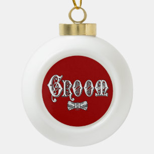 Boule En Céramique Groom with Bow Tie White and Black Type