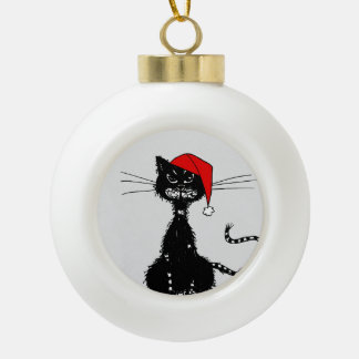 Boule En Céramique Grunge Evil Noir Chat Noël