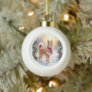 Boule En Céramique Guirlande de Noël Tervuren belge aquarelle