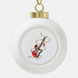 Boule En Céramique Guitare Électrique Père Noël Musique Amoureux de N