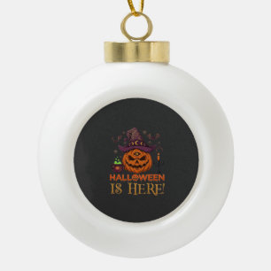 Boule En Céramique Halloween Est Là Chapeau De Sorcière Citrouille Ch