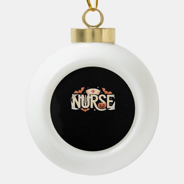 Boule En Céramique Halloween Nurse Typographie - Conception Médicale  (Devant)