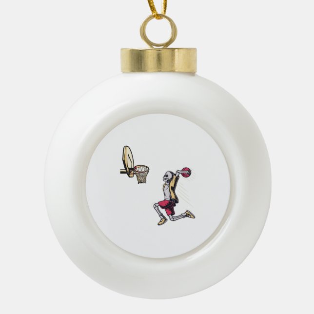 Boule En Céramique Halloween Squelette de basket-ball Joueur costume  (Devant)