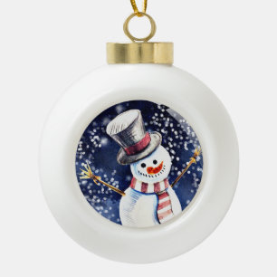 Boule En Céramique Happy Snowman Art