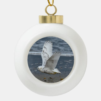 Boule En Céramique Hibou blanc sur une plage 