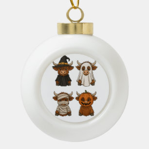 Boule En Céramique Highland Cow Halloween Funny automne Éffrayant
