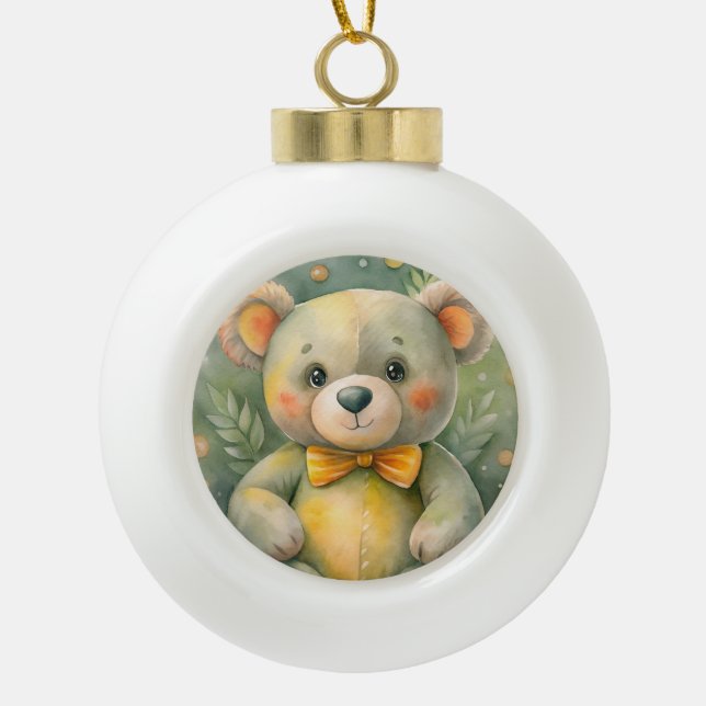 Boule En Céramique Hiver bleu avec les cerfs (Devant)