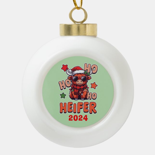 Boule En Céramique Ho Ho Ho Génisse (Devant)