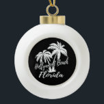 Boule En Céramique Hollywood Beach Floride Palm Trees Beach<br><div class="desc">Hollywood Beach Floride Palmiers Snowflake Pewer Noël Ornement</div>