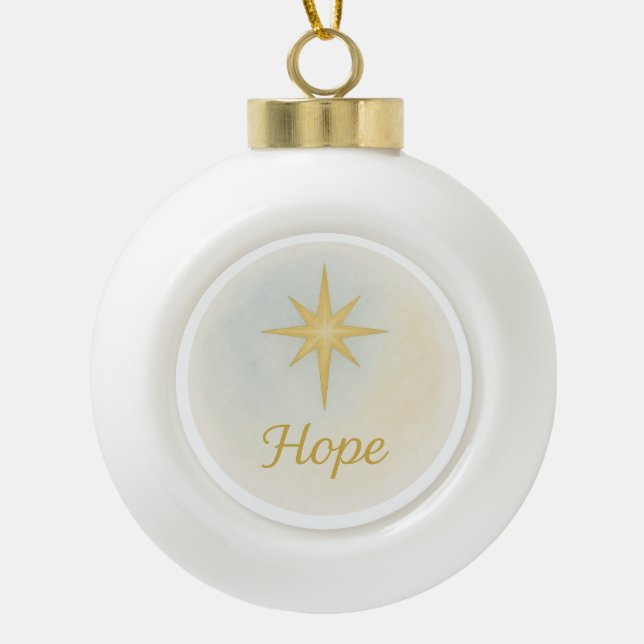 Boule En Céramique “Hope” Watercolor Christmas Ornament (Devant)