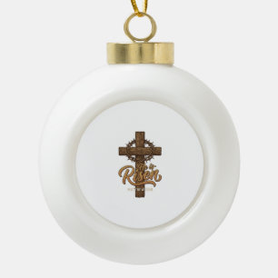 Boule En Céramique Il Est Ressuscité Croix Couronne D'épines Chemise