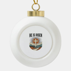 Boule En Céramique Il Est Ressuscité Croix Lever de Soleil Chemise de