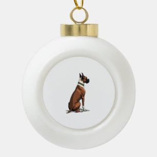 Boule En Céramique Illustration de Boxer Vintage vu de dos Brun W
