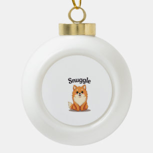 Boule En Céramique Illustration de chien mignon Pomeranian câlin vint