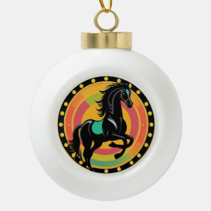 Boule En Céramique Illustration stylisée d'un cheval noir