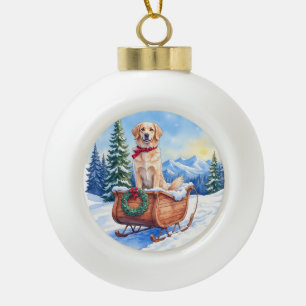 Boule En Céramique Irish Setter appréciant la promenade en traîneau d