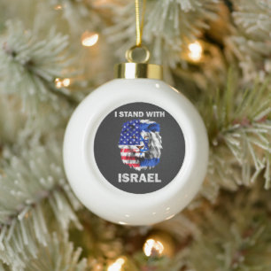 Boule En Céramique Israël et drapeau USA Lion _ Je suis avec Israël