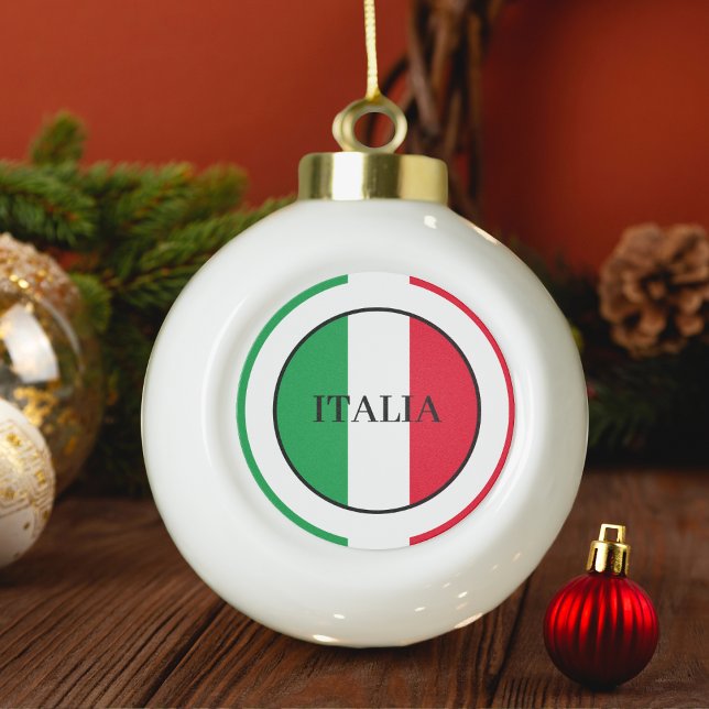 Boule En Céramique Italie Drapeau italien Rouge Blanc Vert Italia (Italy Italian Flag Red White Green Italia Ceramic Ball Christmas Ornament)