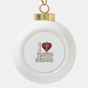 Boule En Céramique J'aime Jésus Gravure Vintage Design de T-shirt de