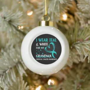 Boule En Céramique Je Porte Le Turquoise Et Blanc Ma Grand-Mère Cance