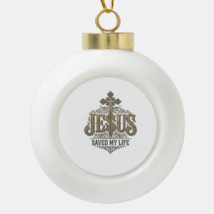 Boule En Céramique Jésus a sauvé ma vie Vintage Gravure Chemise Chrét