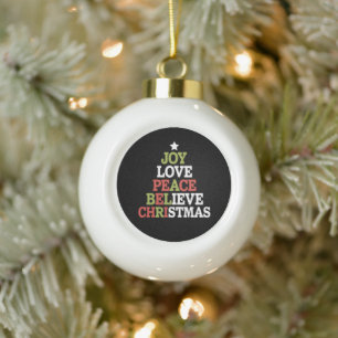 Boule En Céramique Joie Amour Paix Croire Arbre de Noël Famille