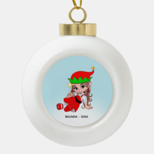 Boule En Céramique Joli Elfe de Noël en Métal pour Décoration