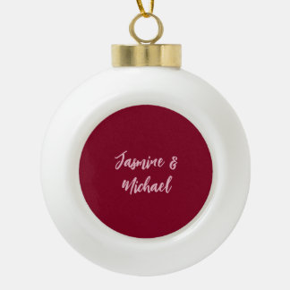 Boule En Céramique Joli Minimaliste Rouge Bourgogne Calligraphie Nom