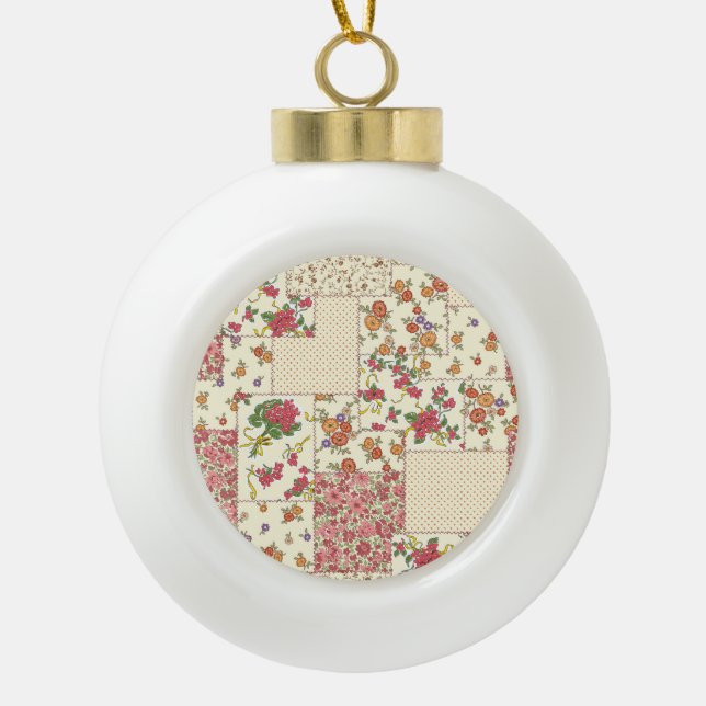 Boule En Céramique Joli Patchwork Floral Conception transparente (Devant)