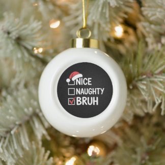 Boule En Céramique Jolie Méchant Frangin Casquette de Noël Père Noël