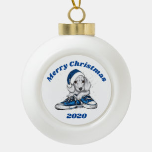 Boule En Céramique Joyeux Chiot de Noël