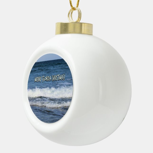 Boule En Céramique Joyeux Floride Christmas Oceans Waves Whitewash (Droite)