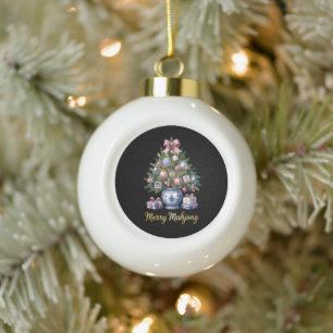 Boule En Céramique Joyeux Mahjong Arbre de Noël Fête Vase Xmas