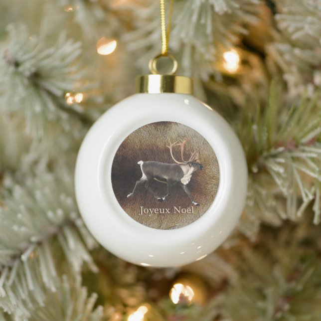Boule En Céramique Joyeux Noё l - Bull Caribou (Reindeer) (Arbre)