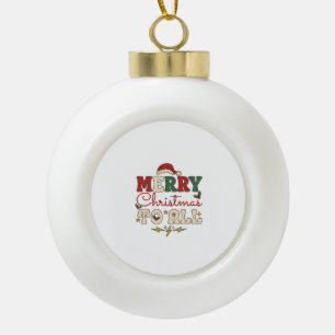 Boule En Céramique Joyeux Noël à tous Chapeau de Père Noël Étoiles de