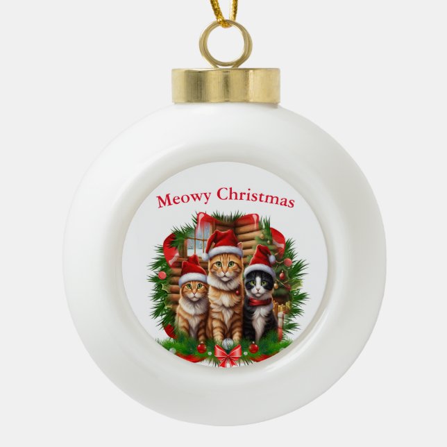 Boule En Céramique Joyeux Noël Animaux (Devant)