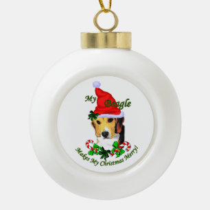Boule En Céramique Joyeux Noël beagle