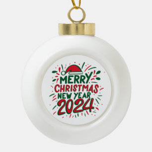 Boule En Céramique Joyeux Noël Bonne année 2024