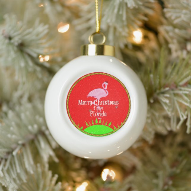 Boule En Céramique Joyeux Noël de Floride, (Arbre)