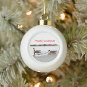 Boule En Céramique Joyeux Noël - Honkers - Oies du Canada