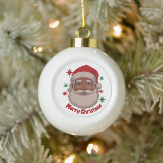 Boule En Céramique Joyeux Noël Lunettes de Santa Afro-Américain
