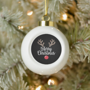 Boule En Céramique Joyeux Noël Reindeer Noël Famille Cadeau