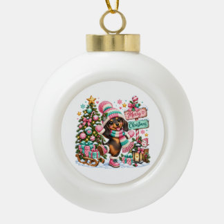 Boule En Céramique Joyeux Noël Teckel