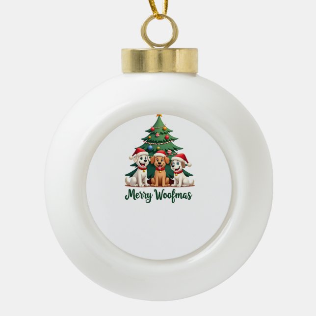 Boule En Céramique Joyeux Woofmas (2) (Devant)