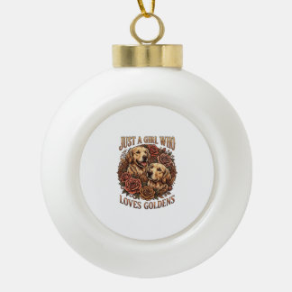 Boule En Céramique Just Girl Who Loves Goldens Dog Roses_1