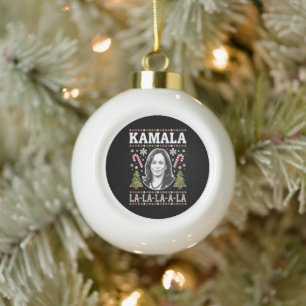 Boule En Céramique Kamala Harris 2024 Noël Virgule La Xmas