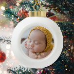 Boule En Céramique Keepsake Baby Photo<br><div class="desc">Add your child's photograph,  name,  and year to customize this ornament for a unique,  beautiful gift for family. Grandparents will love this special keepsake!</div>