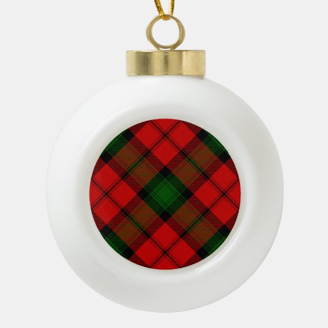 Boule En Céramique Kerr tartan rouge vert plaid (Devant)