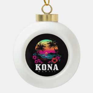 Boule En Céramique Kona Hawaï Fleurs d'Hibiscus Hawaïen Surfeur